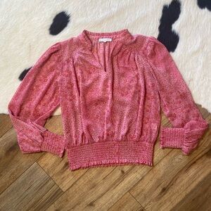 Maison d'Amélie Paris long sleeve blouse with a v-neck, smocked cuffs and waist